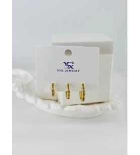 Zirkon Taşlı Üçlü Kombin Küpe - Kp00406