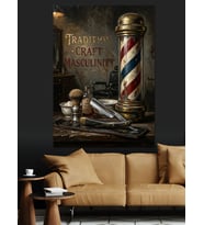 Barber Shop Tabelası Ve Ekipmanlar Dekoratif Kanvas - Mdf Ahşap Tablo