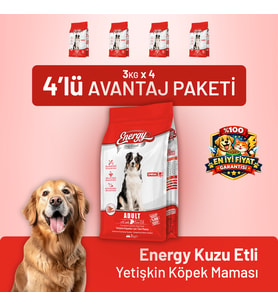 Kuzu Etli Yetişkin Köpek Maması 3 kg - 4 Adet