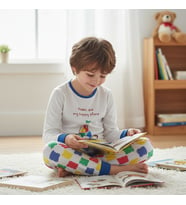 Erkek Çocuk Pamuklu Kitap Kule Baskılı Uzun Kollu 2'li Takım CB1092