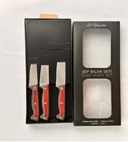 3'Lü Mutfak Bıçağı Seti (Bordo-Mavi)