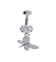 Kadın Sallantılı Tektaş Kelebek Model Çelik Piercing (Gümüş)