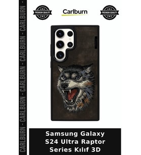 Samsung Galaxy S24 Ultra Raptor Series Kılıf 3D Esnek Yapı Kamera Korumalı Kurt Desenli