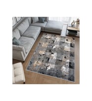 Rovigo Home Dijital Baskı Yıkanabilir Kaymaz Taban Salon Halısı RVG0550 (Siyah)