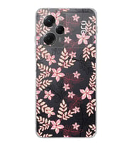 Poco X5 Pro  Kamera korumalı Kapak Floral Kırmızı Tasarımlı  Şeffaf Kılıf