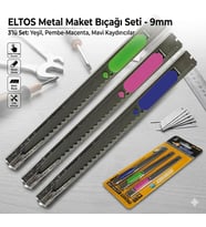 3'lü Metal Maket Bıçağı Seti - 9mm İnce Dar Tip, Paslanmaz Çelik Gövde, Hassas Kesim İçin Kilitli Mekanizma - Ofis, Sanat ve Hobi Kullanımına Uygun (Yeşil, Pembe, Mavi)