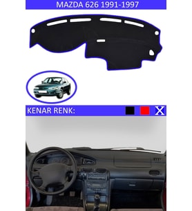 Mazda 626 1991-1997 Için Uygun Torpido Koruma Halısı Siyah Kenar Renk Mavi