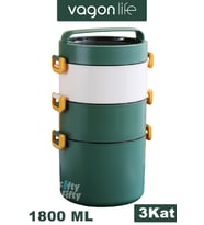 3 Katlı Büyük Boy 1800 ML Ofis Okul Sefer Tası