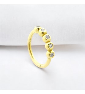 Glorria Altın 5 Taş Halka Helix Piercing