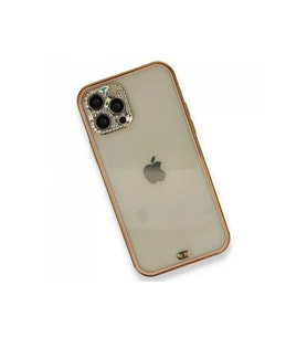 Newface iPhone 12 Pro Kılıf Liva Taşlı Silikon - Pembe