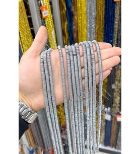 Hematit Taşı Rondela Kesim Parlak Gümüş 6x1mm Doğal Taş Dizi
