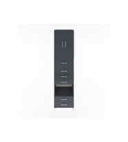 Hyperion Dolap 3 Raflı 6 Çekmeceli 2 Kapaklı 60x44x243 Antrasit-Antrasit