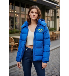 Kapüşonlu Yağmur ve Rüzgar Geçirmez Oversize Kadın Mont (Mavi)