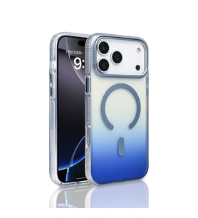 Apple iPhone 17 Pro Max Uyumlu Kılıf M-safe Şarj Özellikli Transparan Renk Geçişli Zore Toros Kapak (Mavi)