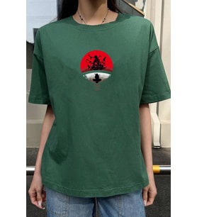 Unisex Itachi Uchiha Baskılı T-shirt (Yeşil)