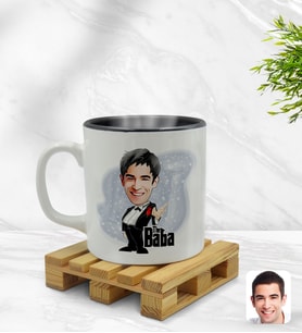 BK Gift Kişiye Özel Baba Godfather Karikatürlü İçi Siyah Renkli Kupa Bardak Model 1
