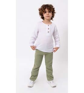 Unisex Bebek&Çocuk %100 Pamuklu Müslin Alt Üst Pijama Takım-Yeşil