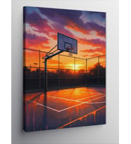 Kanvas Tablo Gün Batımında Basket Sahası