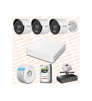 Provzen Hikvision 3 IP 4MP ColorVu Mikrofonlu Güvenlik Kamerası Olay Anında bildirim
