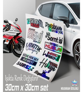 türkçe yazılar hologram sticker set motosiklet kelebek cam bisiklet atv scooter araba uyumlu