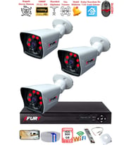 FURY 3 Kameralı 2MP Full HD Görüntü 6 Atom Led Gece Görüşlü Dış Mekan Güvenlik Kamerası Seti 500GB