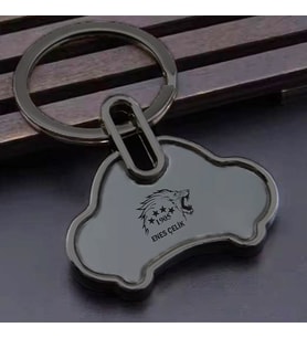 Kişiye Özel İsimli Çelik Anahtarlık Aslan Logo Baskılı (Siyah)