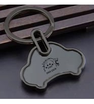 Kişiye Özel İsimli Çelik Anahtarlık Aslan Logo Baskılı (Siyah)