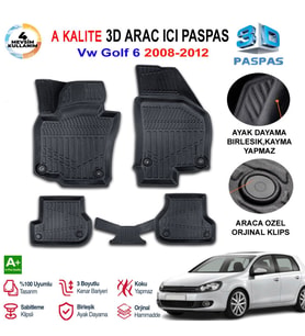 Vw Golf 6 3D Paspas Havuzlu Pro 2008-2012 Arası