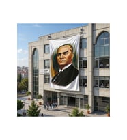 Mustafa K. Atatürk Portresi Poster Bayrak Raşel Kumaş 6x9 metre ATA12