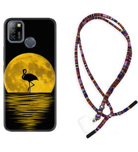 INFINIX Smart 4 5 6 Zero 8 S5 Pro Kılıf Boyun Asklı Rasta Silikon Ay ve Flamingo 1775