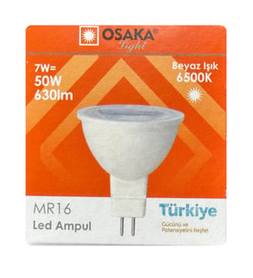 (1 Adet) Osaka 7W (50W) Beyaz Işık (6500K) G4 Duylu (İğne Bacak) Led Çanak Ampul