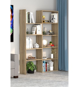 Office Dekoratif Kitaplık Meşe