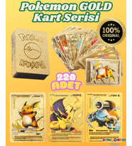 Orijinal Pokemon Kart Gold Serisi 220'li Paket - Pokemon Oyun Kartları - Pikachu Koleksiyonluk Kart (A.ALTIN)