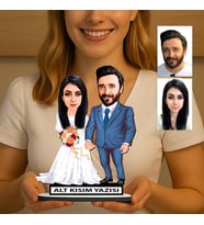 KİŞİYE ÖZEL SEVGİLİLER GÜNÜ HEDİYESİ GELİN DAMAT KARİKATÜR  BİBLO FN38