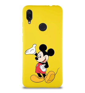 Xiaomi Redmi Note 7 Pro Soft Premier Kapak Mickey Mouse-C Tasarımlı Silikon Kılıf - Sarı (Şeffaf)