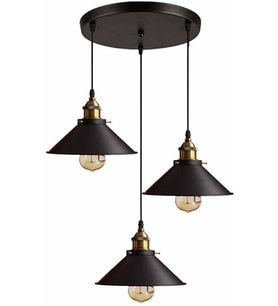 RİOLIGHT RETRO ÜÇLÜ METAL BSARKIT AVİZE ÇAP: 30CM (Siyah)