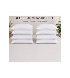 8 Adet 50x70 fermuarlı yastık pamuklu yastık kılıfı iç astarı