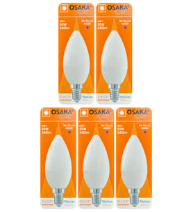(5 Adet) Osaka 6W (50W) Günışığı (4000K) E14 Duylu (İnce Duy) Led Mum Ampul
