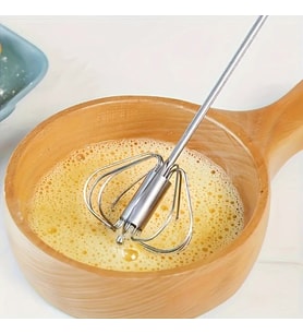 Pratik Paslanmaz Çelik Büyük Basmalı Otomatik Çırpıcı Metal Çırpıcı 1 Adet Uzunluk 30 cm (Silver)