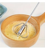 Pratik Paslanmaz Çelik Büyük Basmalı Otomatik Çırpıcı Metal Çırpıcı 1 Adet Uzunluk 30 cm (Silver)