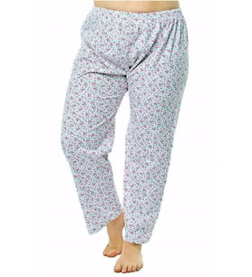 3'Lü Bayan Tek Alt Pijama Çiçek Desenli KIŞLIK Battal Boy (Karışık)