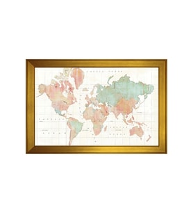 Harita Temalı Kanvas Tablo 80 x 110 cm Gold Çerçeve