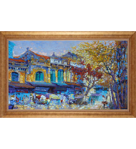 Çerçeveli Paspartulu Manzara Tablo bm1268 (Gold)