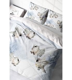 Nevresim Takımı %100 Doğal Pamuk Çift Kişilik 3d Digital Snow Bird