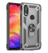 Samsung Galaxy A20 Kılıf Metal For Car Yüzüklü Standlı Military Ring Serisi (Gümüş)