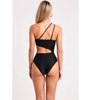 Kadın Mayokini Tek Omuz Kaplı Döküm Aksesuar Detaylı Örme Kolsuz Yan Kesik Tasarım Beachwear