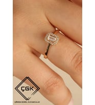ÇGK KUYUMCULUK SEVGİLİLER GÜNÜ TEKTAŞ BAGET ALTIN YÜZÜK