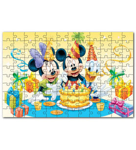 Cakapuzzle Mickey Mouse Ve Arkadaşları Doğum Günü Puzzle Yapboz MDF (Ahşap) (120 Parça)