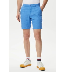 Lacoste Men's Slim Fit Bermuda Shorts Erkek Dar Kesim Keten Bermuda Şort Mavi