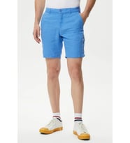 Lacoste Men's Slim Fit Bermuda Shorts Erkek Dar Kesim Keten Bermuda Şort Mavi